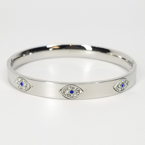 NWT Trendy Evil Eye Stainless Steel Cuff Bracelet - Picture 7 of 11